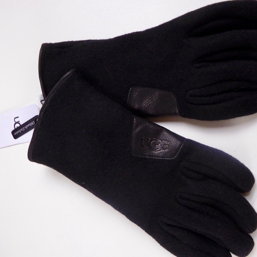 UGG Fabric & Leather Palm Glove Faux Sherpa Lining